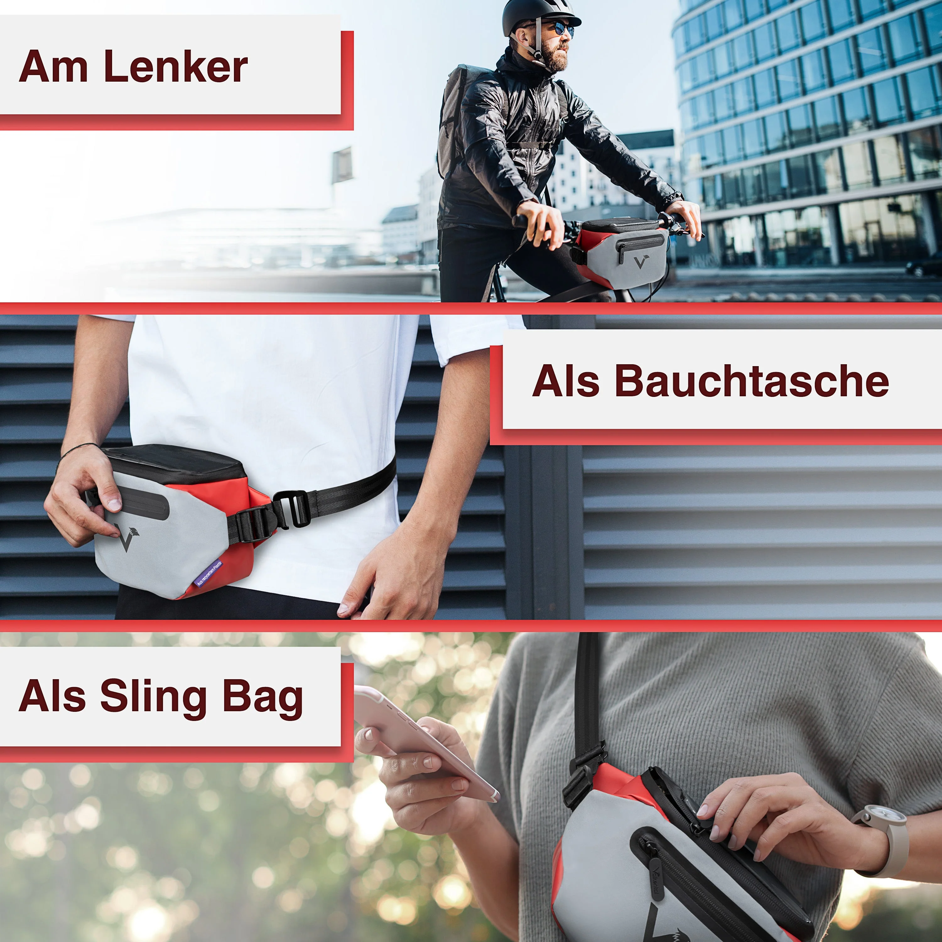 3in1 City Bag - Multifunktionale & reflektierende Lenkertasche | Bundle - Image 7