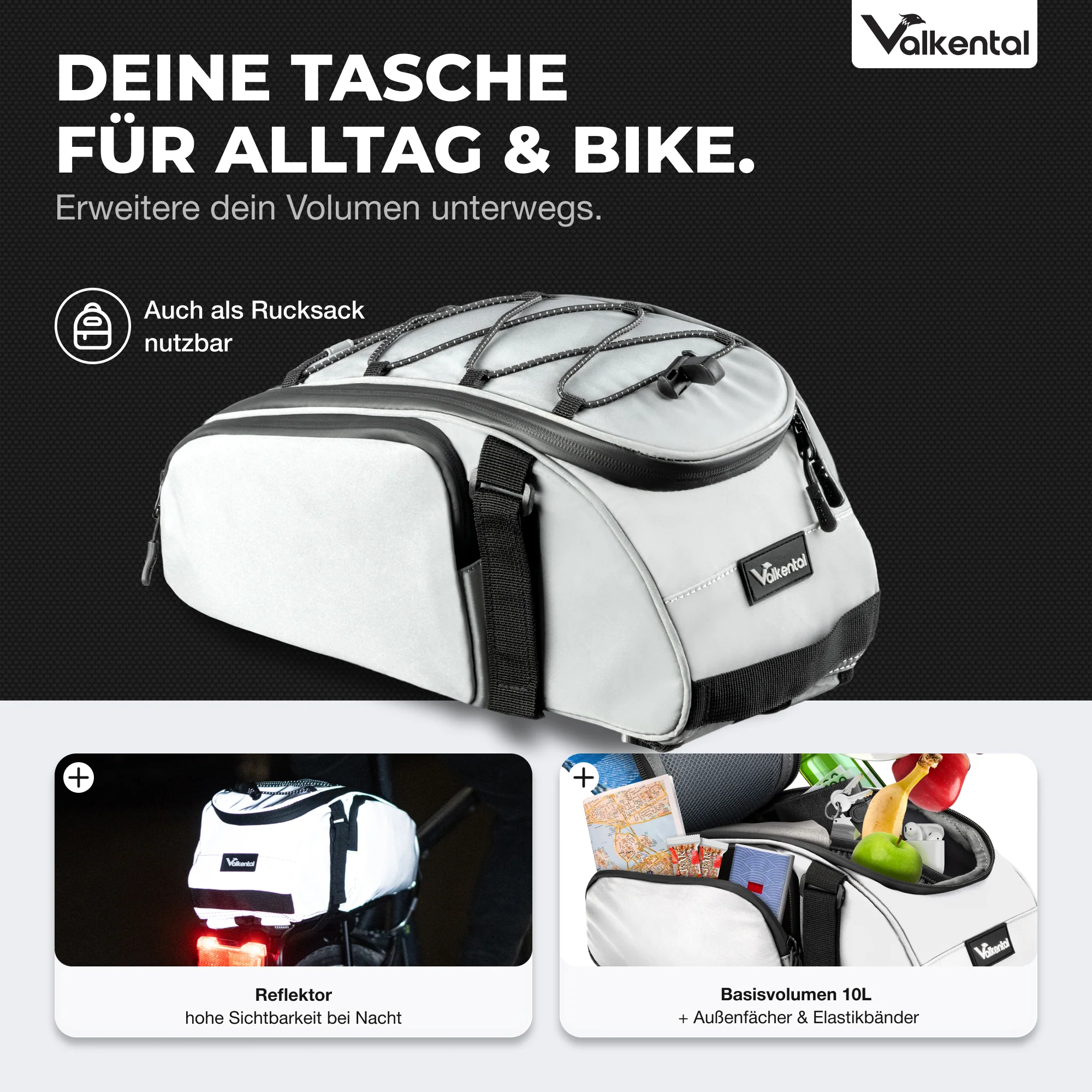 Trunk Bag - Aufliegende 3in1 Gepäckträgertasche mit Rucksackfunktion - Image 12