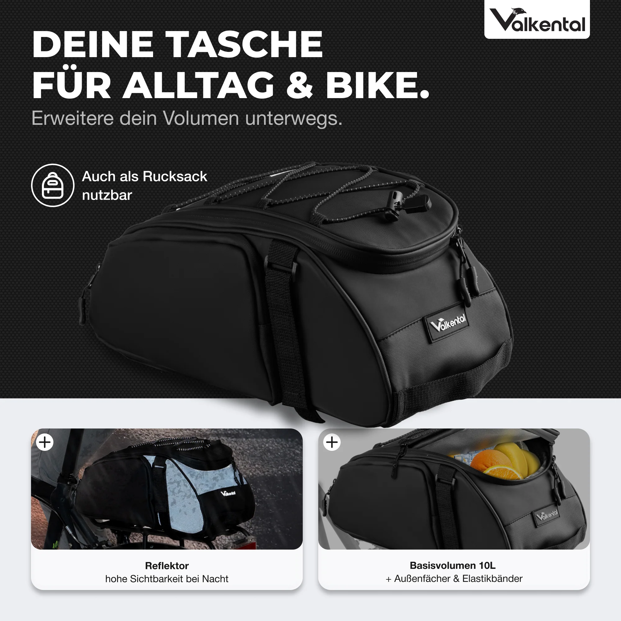 Trunk Bag - Aufliegende 3in1 Gepäckträgertasche mit Rucksackfunktion - Image 3