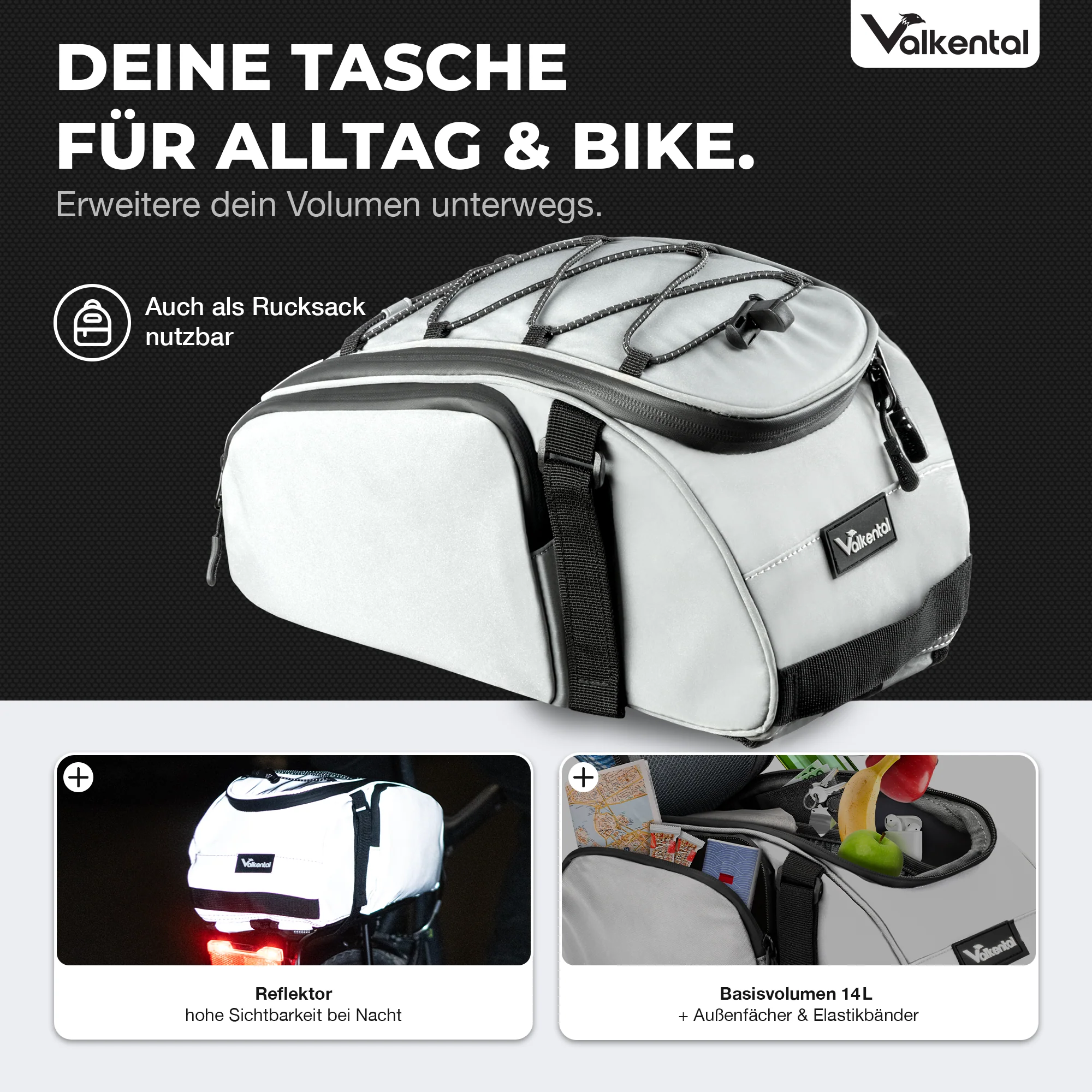 Trunk Bag - Aufliegende 3in1 Gepäckträgertasche mit Rucksackfunktion - Image 43