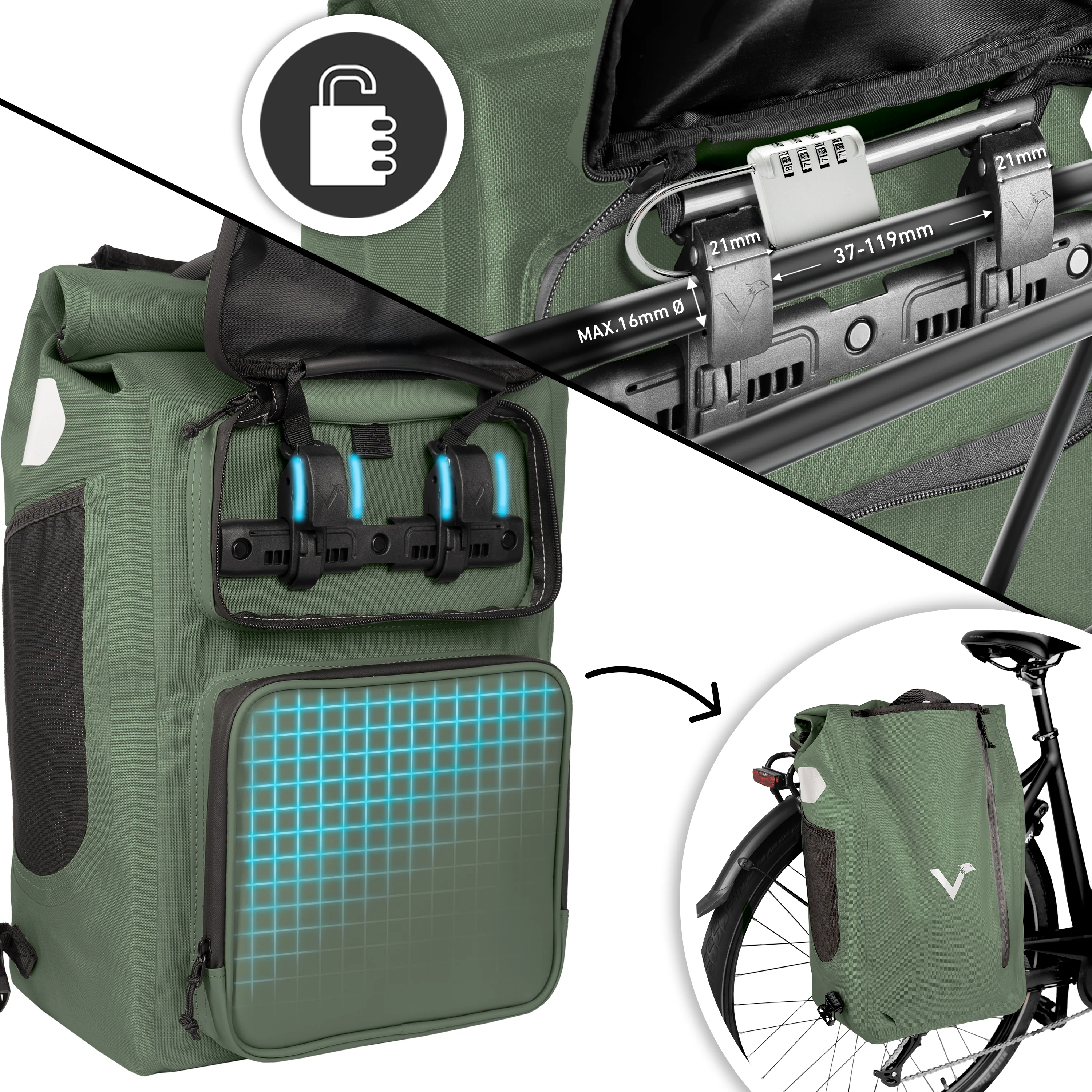 UrbanX 2.0 - 2in1 Fahrradtasche & Rucksack für die Stadt - Image 17