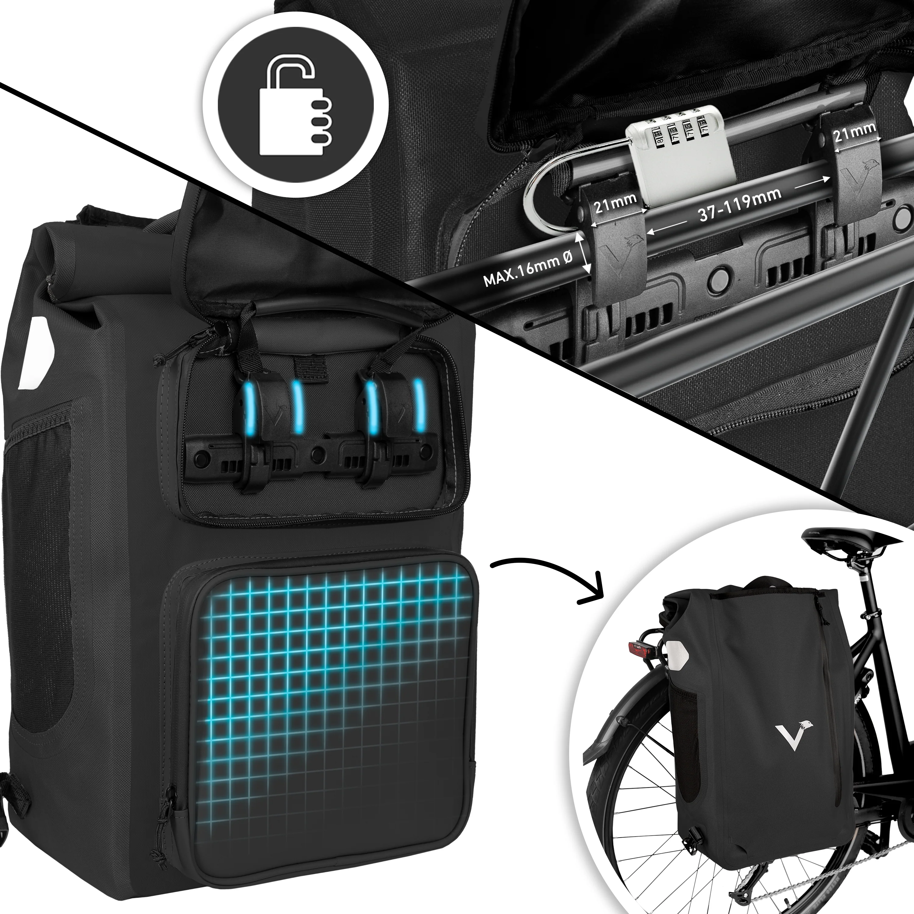 UrbanX 2.0 - 2in1 Fahrradtasche & Rucksack für die Stadt - Image 46