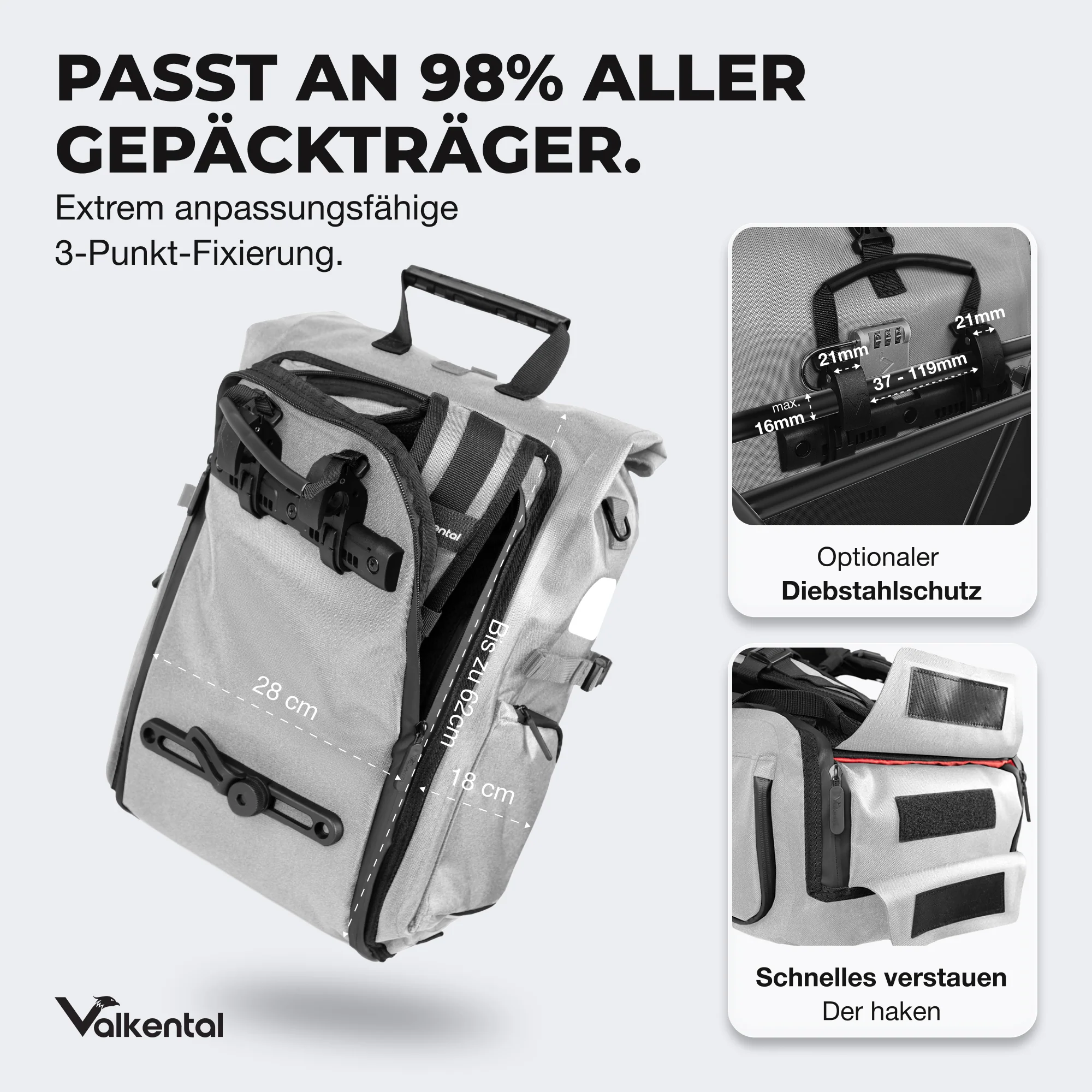 ValkPro 3in1 Fahrradtasche - hochfunktionales Multitalent - Image 5