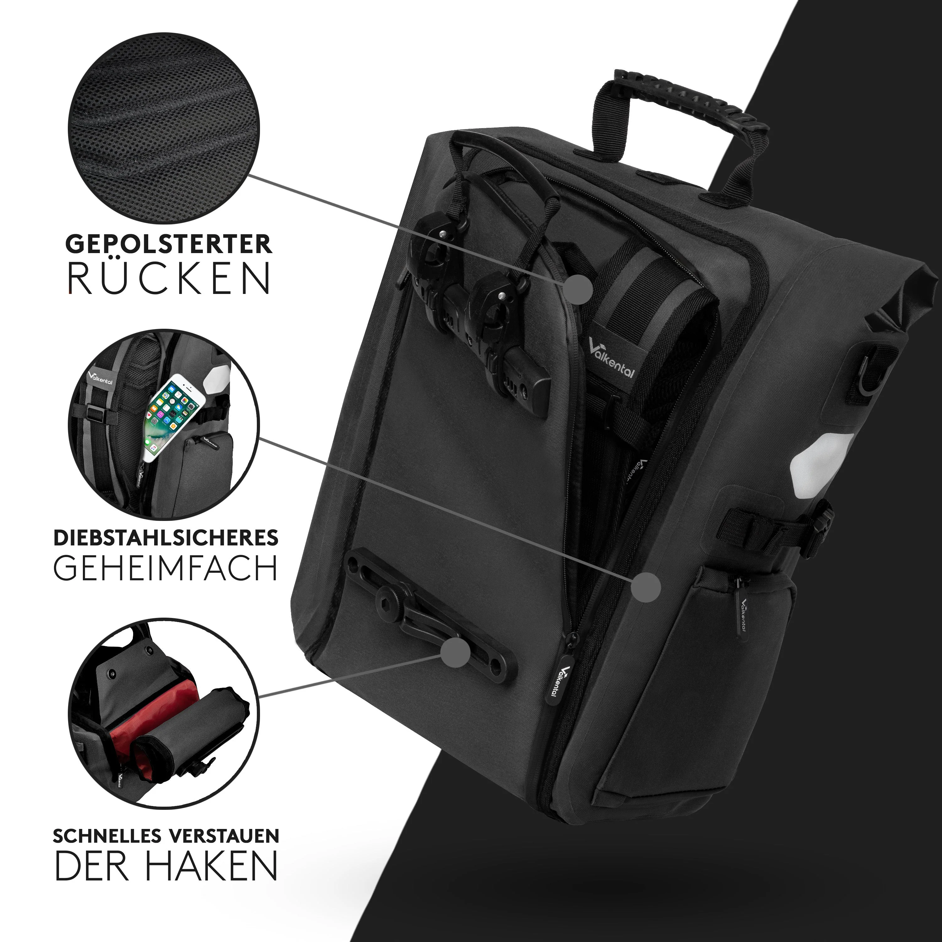 ValkPro 3in1 Fahrradtasche - hochfunktionales Multitalent - B-WARE - Image 25